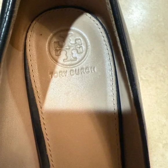 Tory Burch Black Heels with Gold Emblem - Picture 7 of 8